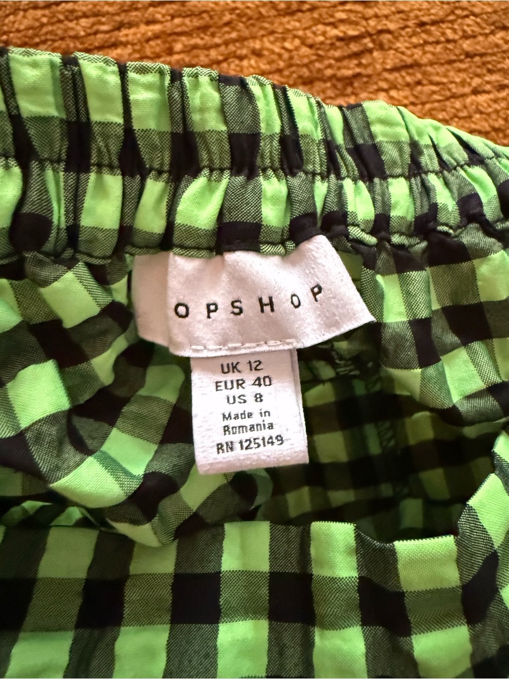 Neon Green Gingham Tiered Midi Skirt - Women topshop - Picture 2 of 3